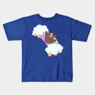 Rainbow Cloud Sloth Kids T-Shirt